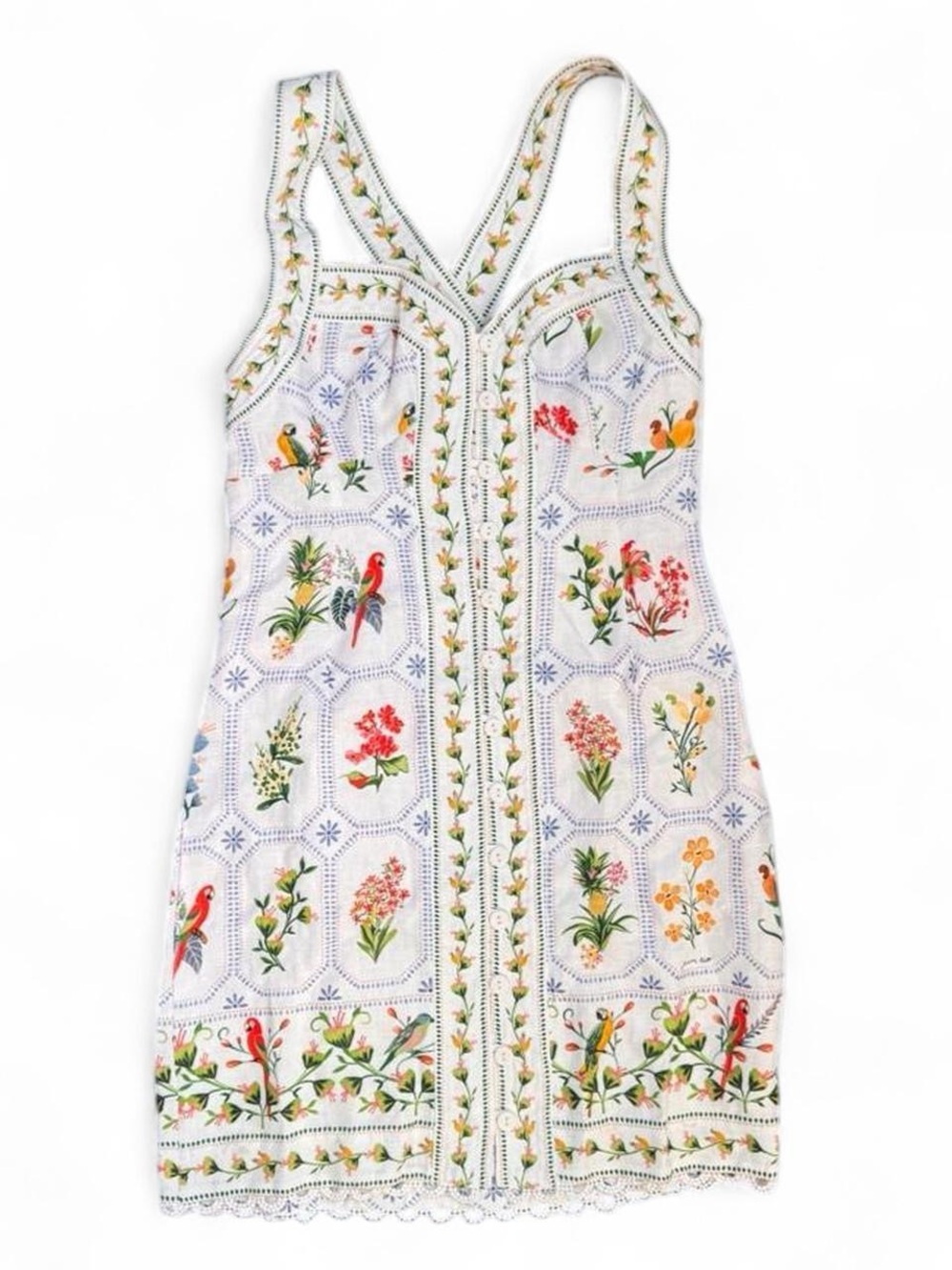 FARM RIO - TROPICAL PORCELAIN OFF WHITE MINI DRESS - Picture 2 of 7